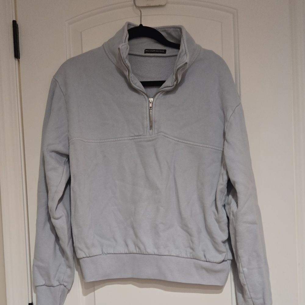 Brandy Melville Light Blue/Gray Quarter-Zip Sweatshirt